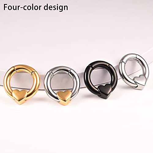 Maxbott 2Pcs Fashion Heart Stainless Steel Plugs Ear Weights 6Mm Ear Gauges Piercing Expander Stretchers Body Jewelry (1-Black, 2G(6Mm)) #TOP5