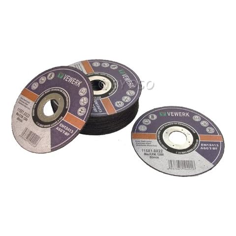 BERGEN 10 Pack Flat Centred Stainless Steel Cutting Discs For 4.5 Inch Angle Grinder 115 x 1 x 22mm BER8010 Cover