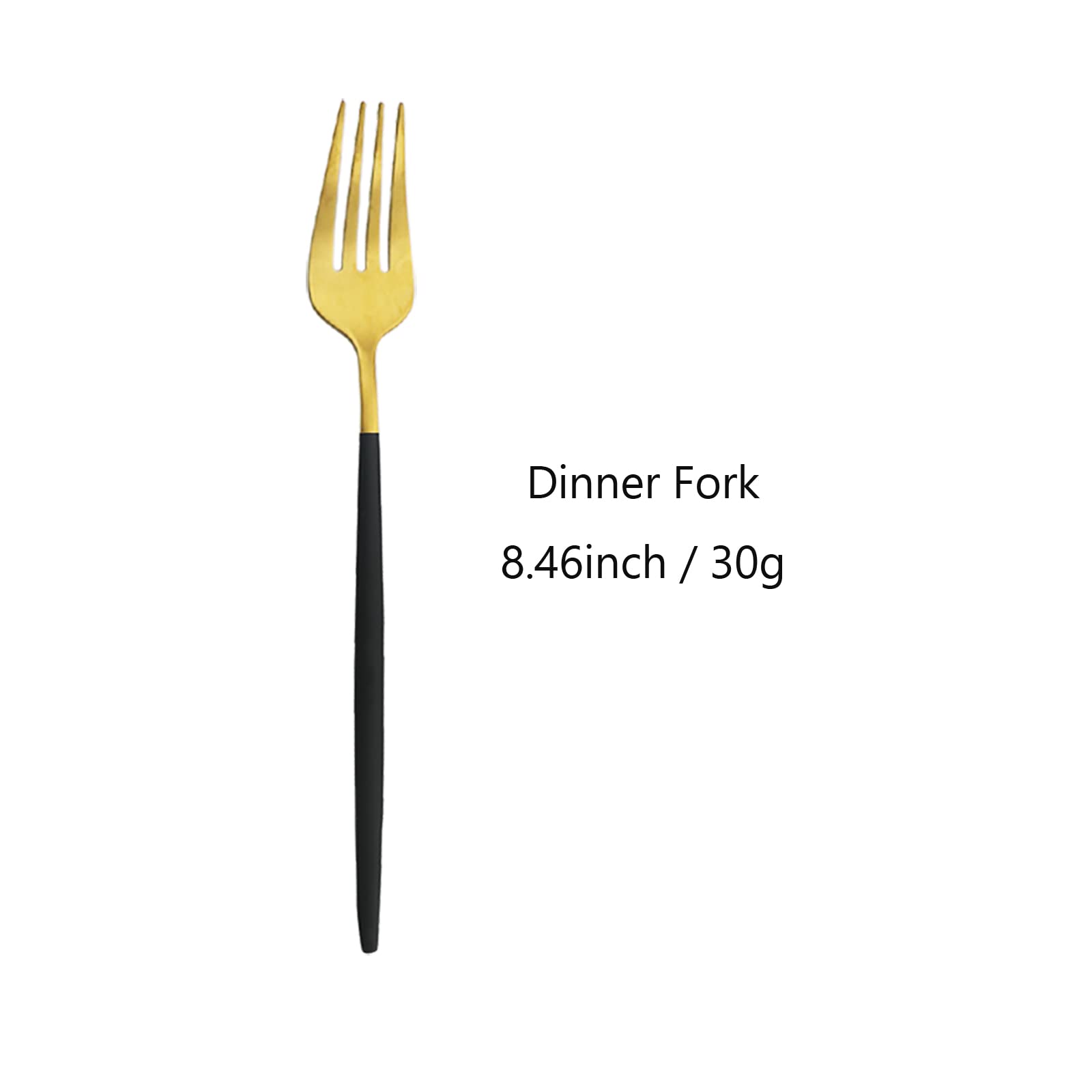 Snplowum 8-Piece Matte Black & Gold Dinner Fork, 8.46 Inch Daily Use Fork Set, Stainless Steel Fork For Dinner Salad Seafood Dessert