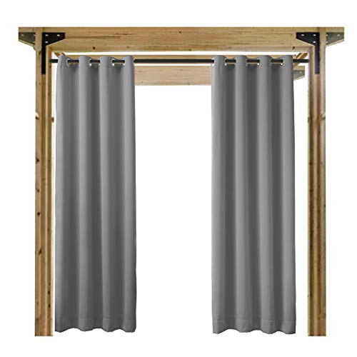 Cololeaf Outdoor Curtain For Patio Waterproof Grommet Top Thermal Insulated Blackout Outdoor Curtain Drape, Porch, Gazebo, Pergola, Cabana, Dock, Beach Home - Grey 52W X 84L Inch (1 Panel) #TOP1