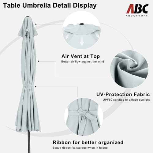Image of ABCCANOPY 10Ft Outdoor Patio Umbrella Garden Table Umbrella Market Umbrella with Tilt Adjustment and Crank for Garden, Deck, Backyard and Pool, 8 Sturdy Ribs, Ash Gray
