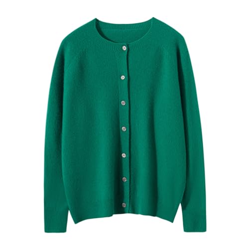 Image of Women's 100% Merino Wool Crew Neck Cardigan Lightweight Sweaters | Long Sleeve, Open Front, Button Down, Soft Knitted Coat, Casual, Breathable Tops, Business Outerwear, Cashmere Alternative