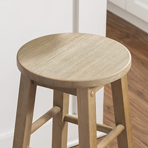Image of Linon Zeke Grey Wash 24 inch Counter Stool with Round Seat