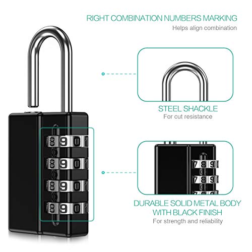Oria 4 Digit Padlock, 2 Pack Combination Lock With 2 Key For School Gym Locker, Sports Locker, Fence, Toolbox, Case, Hasp Storage #TOP2
