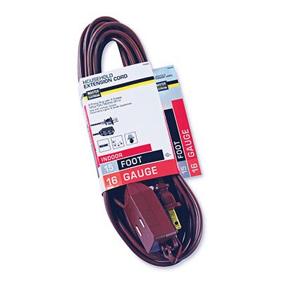 Master Electrician 09404ME 15-Foot, 16 Gauge Household Extension Cord, Brown