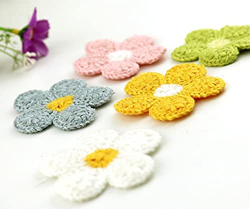 Hipihom 20Pcs Embroidery Appliques Patches Hand Crochet Doilie Flowers For Crafts Clothes Sewing Diy Patches Headbands Hats Gift Package, 1.97"X1.97" #TOP1