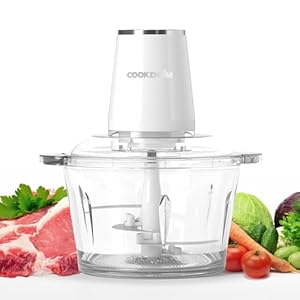 Food Processor，Electric Food Chopper with 500W Stainless Steel Motor & 4 Sharp Blades， 8-Cup Glass Bowl for Meat, Vegetables, Fruits and Nuts