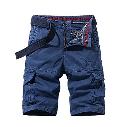 Short cargo en coton pour homme FULBHPRINT bermuda décontracté été plage bleu 58