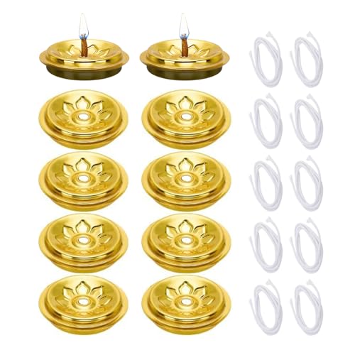 Lote de 20 soportes para mechas de aceite para lámparas de aceite, arandelas de metal chapadas en oro, accesorios para lámparas de petróleo, 4 cm