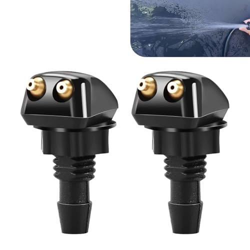 Opuweiy 2PCS Windshield Washer Nozzle, Front Windshield Straight Column Sprayer Replacement, Adjustable Nozzle for Most Cars, Trucks and SUVs, Auto Parts (Black)