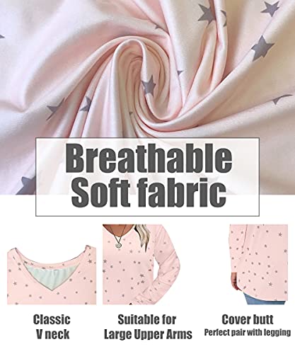 CARCOS Womens Plus Size Tops Long Sleeve Shirts V Neck Tunic Floral Blouses XL-5X4