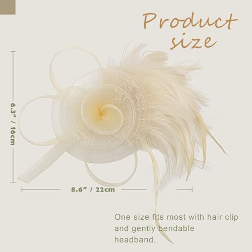 Image of DRESHOW Fascinators Hats for Women Tea Party Fascinator Hats Vintage 50s Headwear Cocktail Wedding Church Derby Hat