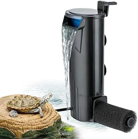 TechnologyMatter Turtle Filter Submersible Low Water Level Waterfall Filter Turtle Tank Aquarium Filter (Black Filter)