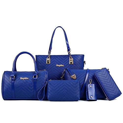 Women Handbags Set 6 Pcs PU Leather Top Handle Purse