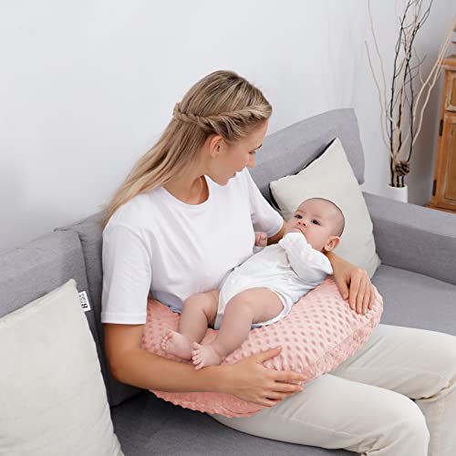 Pillowcase For Nursing Pillow And Positioner For Breastfeeding And Bottle Feeding, Propping Baby, Tummy Time, Baby Sitting Support, Awake-Time Support, Pillow Cover Only (Light Pink) #TOP1