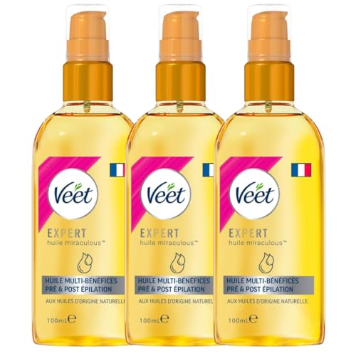 Veet lot de 3 huiles miraculeuse pre & post epilation de 100ml pour le corps