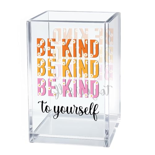 Image of Mental Health Acrylic Pen Pencil Holder for Desk Makeup Organizer (Transparent16)