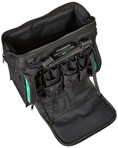 Image of Amazon Basics Tool Sling Bag with Adjustable Padded Shoulder Strap, Sturdy Organized Storage, 40 Pockets, Black