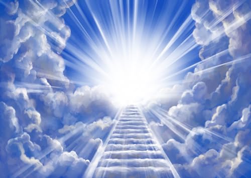 Loccor 7x5ft Fabric Stairway to Heaven Backdrop Paradise Stairs Holy