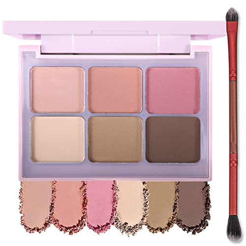 Erinde Matte Shimmer Eyeshadow Palette Makeup - 6Neutral Matte Shimmer Shades, Ultra-Blendable, Rich Colors, Velvety Pigmented Eye Shadow, Makeup Set Includes Mirror & Brush, Great For Travel, 03# #TOP17