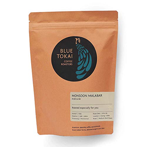 Image of Blue Tokai Coffee Roasters Monsoon Malabar AA - Medium Dark Roast | Home Espresso Grind 250g | 100% Arabica Beans | Specialty Grade | Freshly Roasted Ground Coffee