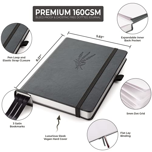 Diário com pontos de bala – caderno a5 pontilhado com papel sem fantasmas de 140 g/m² e à prova de s