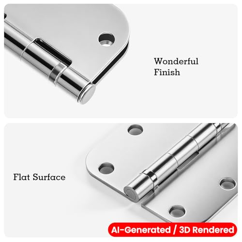 Image of 3 Pack Rounded Polished Chrome Door Hinges 3.5 Inch 5 /8 inch Radius No Squeak Ball Bearing Interior 3-1 /2 inchFlat Iron Bifold Residential Standard Bedroom Indoor for Doors 3 inch Hardware Control Home Decor