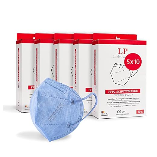 ProPulsan Lindenpartner FFP2 mask blå batik 50 stycken, tillverkad i Tyskland, CE-certifierad, hygienisk andningsskydd