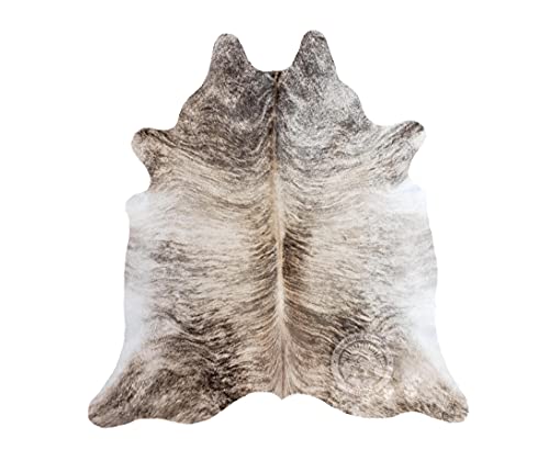 Sunshine Cowhides 100% Genuine Light Grey Beige Brindle Cowhide Rug - Modern Style Animal Skin Rug & Floor Carpet for Living Room, Bedroom, Kitchen & More - Extra Large (6x7-8 Ft.)