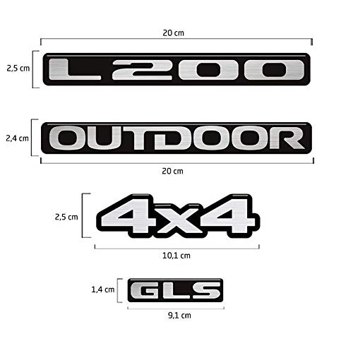 Kit Emblemas Mitsubishi L200 2011 Outdoor 4x4 Gls Resinado
