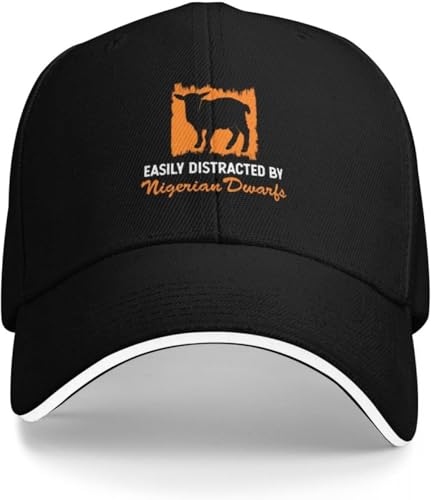 SIVMZFYQEL Clásico Amante de Las Cabras fácilmente distraído por los Enanos nigerianos Diseño Gorra de béisbol Sombrero de Pesca Sombrero de Pesca Gorras de Pesca Sombreros de Sol para Mujeres