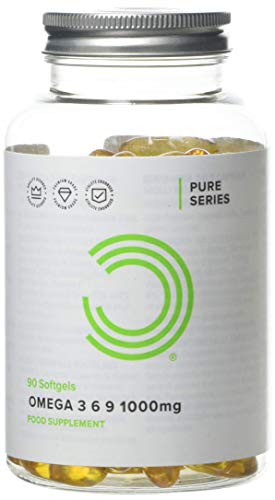 BULK POWDERS Omega 3 6 9 Softgels, Fish Oil, Flaxseed Oil, Sunflower Oil, 1000 mg, Pack of 90