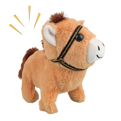 Cheval en peluche électrique Generisch, grand jouet doux pour dodo et voyage