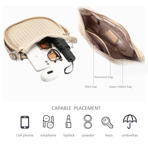 Trendy Woven Purse for Women Lightweight Soft Leather Hobo Shoulder Bags with Zipper Woven Handbag for Women3
