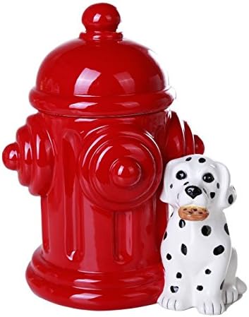 Pacific Giftware Firehouse Dalmatians and Fire Hydrant Ceramic Cookie Jar Kitchen Counter Decor 8.5 Inch Tall