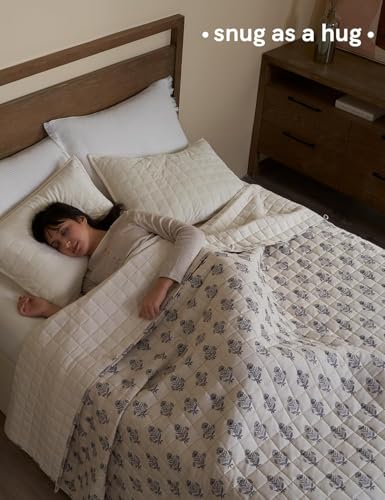 Image of YnM 12lbs Weighted Blanket for Adults, Linen Heavy Bed Throw Blanket with Cooling Glass Beads for All Season Use, Ideal for ~110lbs (48x72 Inches, Twin /Full, Damask)