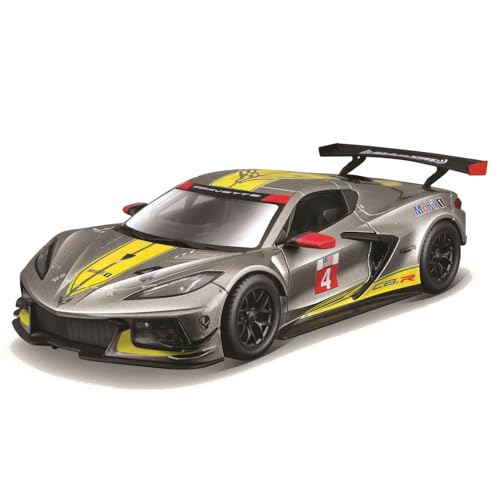 Burago 1/24 Maqueta coche Chevrolet Corvette C8R, cuerpo de metal, apertura de puertas manual, racing, GT, maquetas de coches, miniatura de colección, competición, carreras, +3 años (78035)