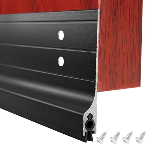 RUIPUOWNO Butée de Porte en métal 39/1M, Joint de Bas de Porte Anti-poussière et Anti-Bruit, l'Anti-Morsure de Souris, Prévient efficacement Les Courants d'air et Le Bruit,Noir,0~36mm