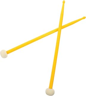 Baquetas Dobles para Percusión Musical Duraderas y Cómodas Doble Punta con Fieltro Palos Resistentes para Batería y Timbales Color Amarillo