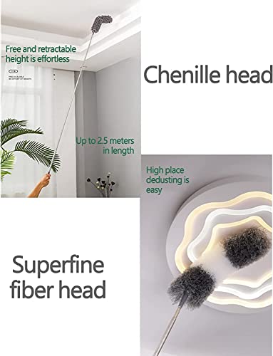 Microfiber Duster 100" Retractable Washable Detachable Chenille Dusting Brush Microfiber Feather Extendable Cleaning Tools Or Household Appliances, Ceilings, Curtains #TOP1