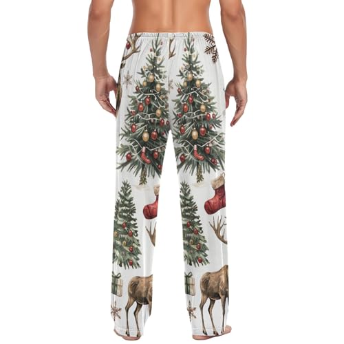 Men's Pajama Pants Christmas Trees Elements Sleep Pajama Lounge Pant with Pockets, Elastic Waistband2