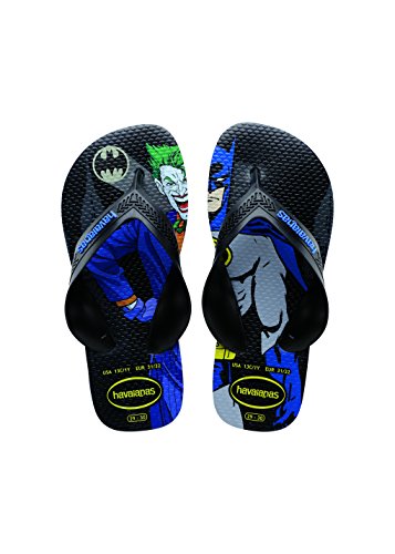 Havaianas Kids Max Heroes Flip Flop Sandal, Black/Blue Star, 10 M US Toddler