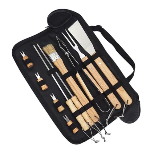 Set de herramientas para parrilla 10 piezas acero madera miniatura 1