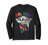 ah uomini divertente lgbt gay pride gesù rainbow bandiera christian maglia a manica