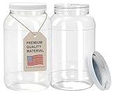 ljdeals 1 Gallon Clear Plastic Jars with Lids, Wide Mouth Storage Containers, Pack of 2, BPA Free, Food Safe, made in USA