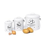 Relaxdays Kartoffel Aufbewahrungsbox, Zwiebeln, Knoblauch, 3er Set, mit Deckel & Löchern, Metall,...