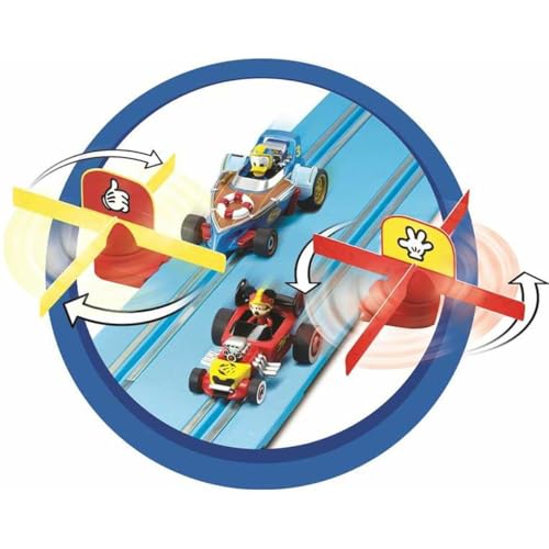 Carrera - 20063045 First I Mickeys Fun Race I Die erste Rennbahn für Kleinkinder mit Disney Figuren I 2,4 Meter Spielbahn Ergonomische Handregler I Mit Kreisel für extra Spielspaß