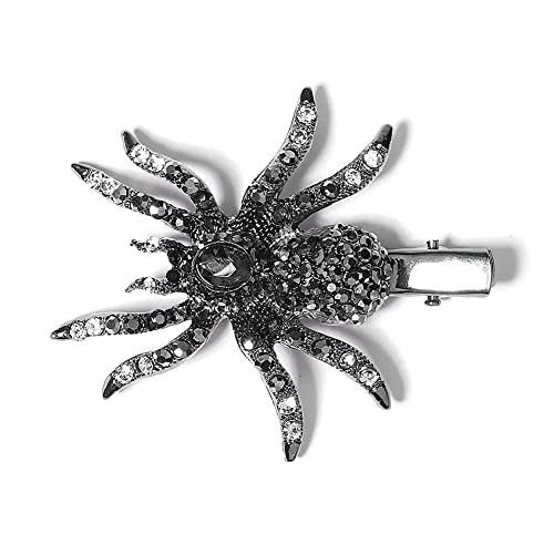 Xerling Gothic Spider Halloween Hair Clip For Women And Girls Black Gem Hair Piece Alligator Hair Clip Duckbill Barrette (Spider A) #TOP3