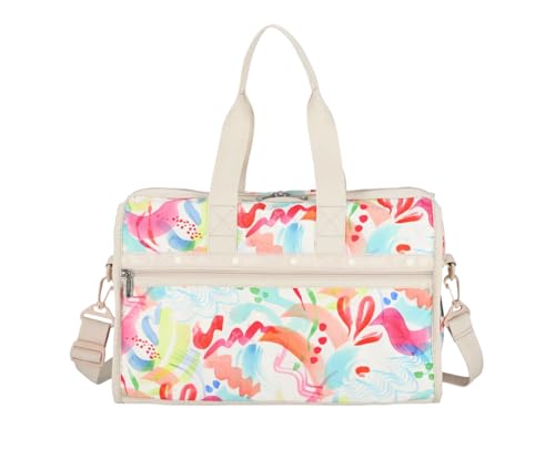 LeSportsac Abstract Canvas Deluxe Medium Weekender Crossbody Bag, Style 4318/Color E838, Vibrant Tropical Watercolor Style Brushstrokes Unite in Eclectic Modern Interpretive Wearable Art in Motion2