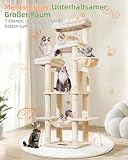 Taoqimiao Tiragraffi per Gatti, 180cm Stabile Tiragraffi per Gatti Adulti xxl con Accogliente Grotte, Amaca, Piattaforma extra large, cestino Sospeso, 8 Pali Graffiatoi, Beige MS034M - 8